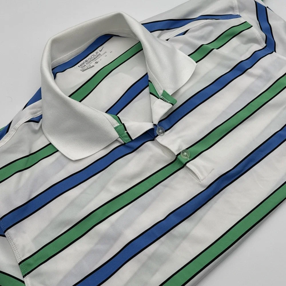 Nike Golf Tour Performance Short Sleeve Polo Mens XL Striped Lightweight